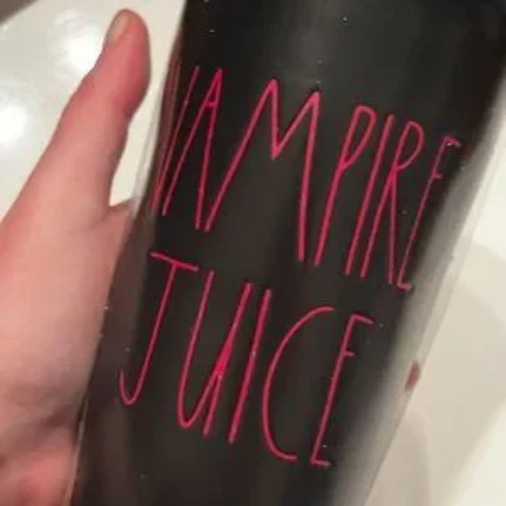 Rae Dunn Vampire Juice‎ Ceramic Travel Mug New - Halloween Decor